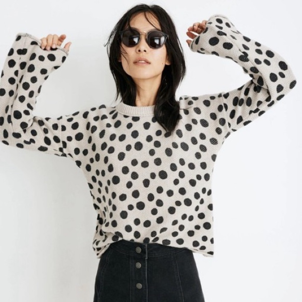 Madewell Polka Dot Beige Merino Wool Sweater